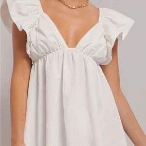 White Ruffle Sleeve Dress SHEIN